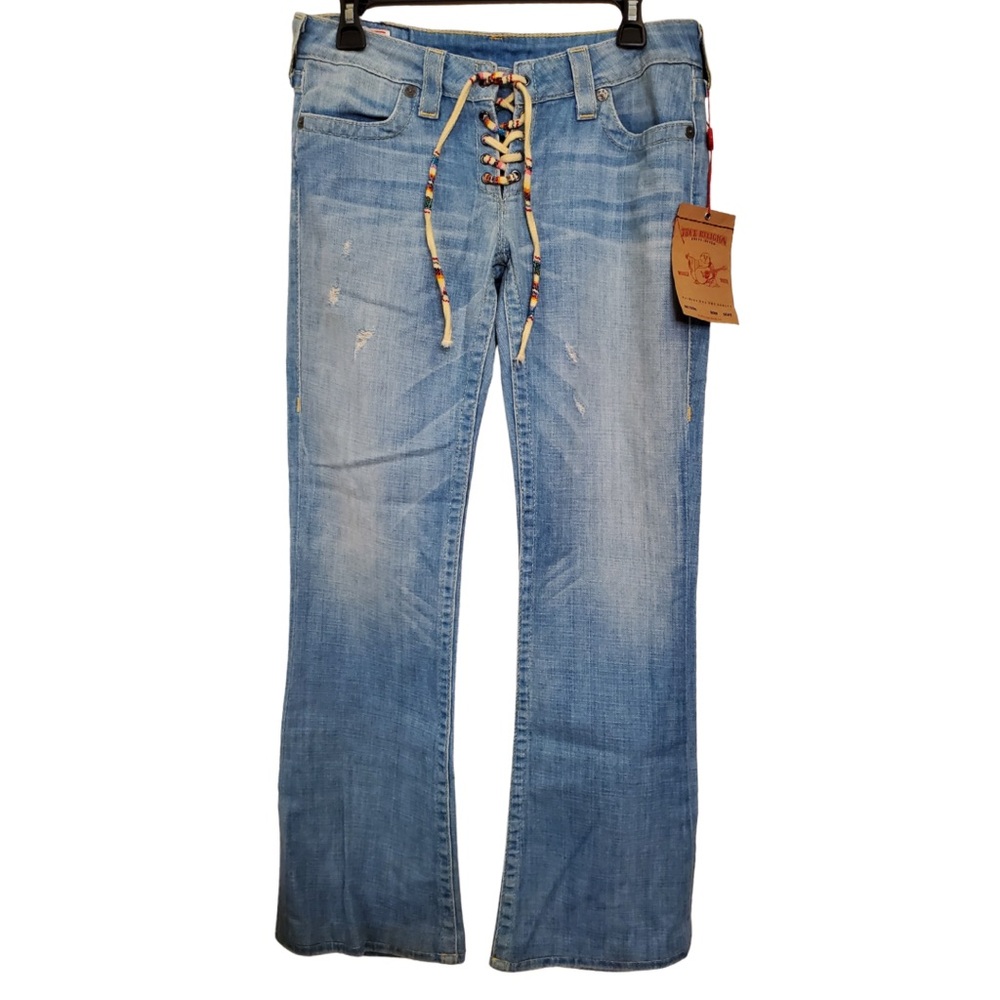NWT True Religion Bobby Lace Up Jeans